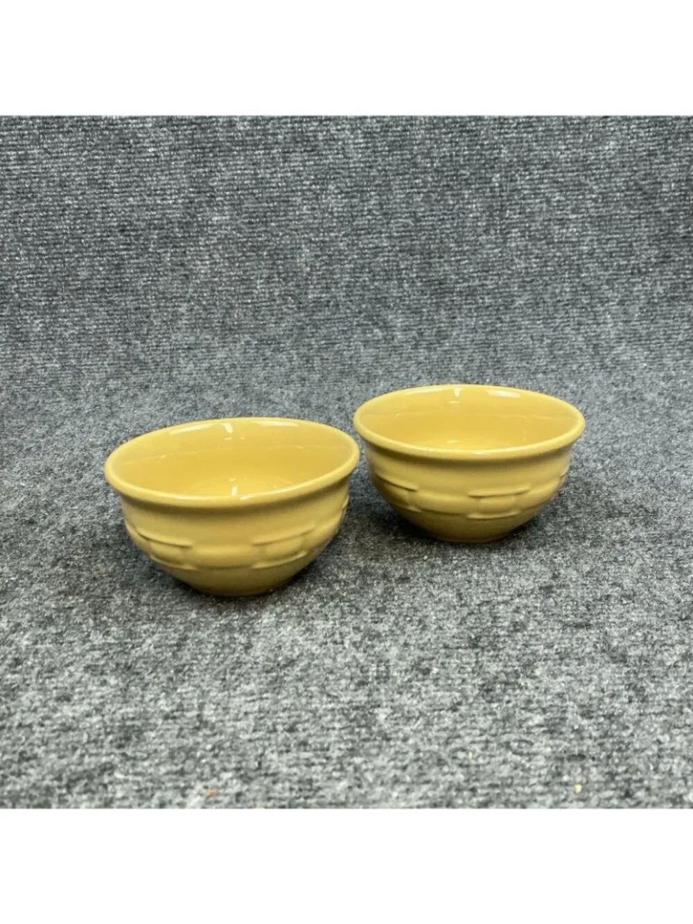 Longaberger Pottery Woven Traditions 2 Dessert  Bowls Butternut New